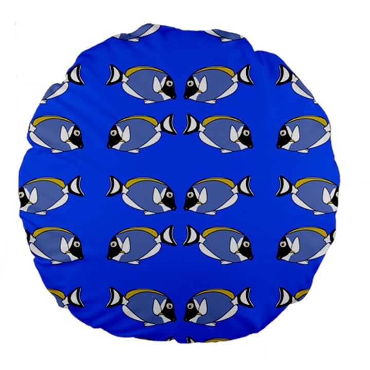 Powder Blue Tang Print Large 18  Premium Round Cushions