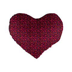 Pink Zoas Print Standard 16  Premium Flano Heart Shape Cushions by Kritter