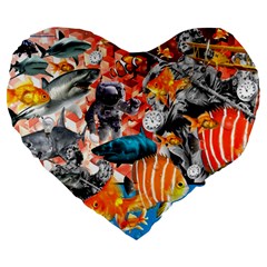 Point Of Entry Large 19  Premium Flano Heart Shape Cushions by impacteesstreetwearcollage