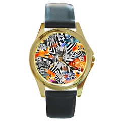 Point Of Entry 2 Round Gold Metal Watch