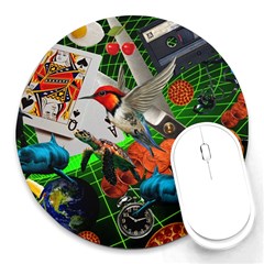 Through Space And Time Round Mousepads by impacteesstreetwearcollage