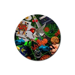 Through Space And Time Rubber Round Coaster (4 Pack)  by impacteesstreetwearcollage