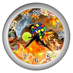 Through Space And Time 5 Wall Clock (silver) by impacteesstreetwearcollage