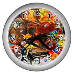 Through Space And Time 2 Wall Clock (silver) by impacteesstreetwearcollage