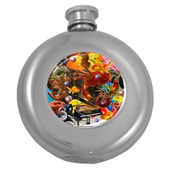 Through Space And Time 2 Round Hip Flask (5 Oz) by impacteesstreetwearcollage