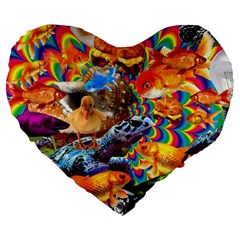 Journey Through Time Large 19  Premium Heart Shape Cushions by impacteesstreetwearcollage