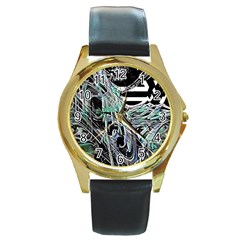 Robotic Endocrine System Round Gold Metal Watch by MRNStudios