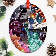 Journey Through Time Nyc Ornament (oval Filigree) by impacteesstreetwearcollage