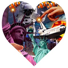 Journey Through Time Nyc Wooden Puzzle Heart by impacteesstreetwearcollage