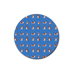 Cute Corgi Dogs Rubber Coaster (round)  by SychEva