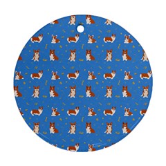 Cute Corgi Dogs Round Ornament (two Sides) by SychEva