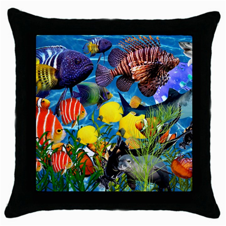 Ocean Deep Cropped Throw Pillow Case (Black)