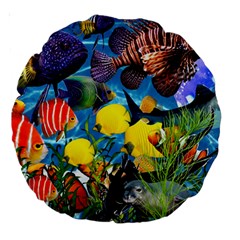 Ocean Deep Cropped Large 18  Premium Round Cushions