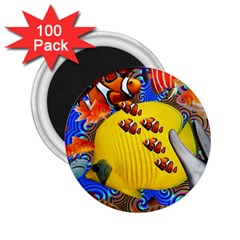 Swimming With The Fishes 2 25  Magnets (100 Pack)  by impacteesstreetwearcollage