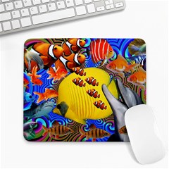 Swimming With The Fishes Large Mousepads by impacteesstreetwearcollage