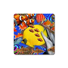 Swimming With The Fishes Square Magnet by impacteesstreetwearcollage