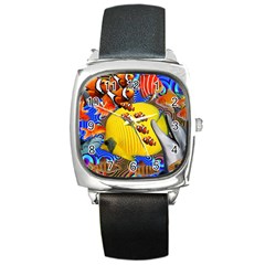 Swimming With The Fishes Square Metal Watch by impacteesstreetwearcollage