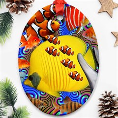 Swimming With The Fishes Oval Ornament (two Sides) by impacteesstreetwearcollage