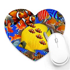 Swimming With The Fishes Heart Mousepads by impacteesstreetwearcollage