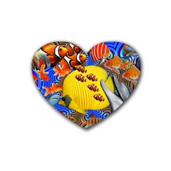 Swimming With The Fishes Heart Coaster (4 Pack)  by impacteesstreetwearcollage