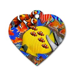 Swimming With The Fishes Dog Tag Heart (one Side) by impacteesstreetwearcollage