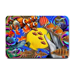 Swimming With The Fishes Small Doormat  by impacteesstreetwearcollage