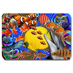 Swimming With The Fishes Large Doormat  by impacteesstreetwearcollage