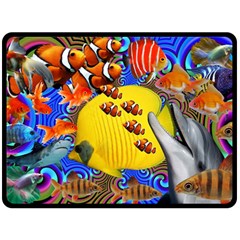 Swimming With The Fishes Fleece Blanket (large)  by impacteesstreetwearcollage