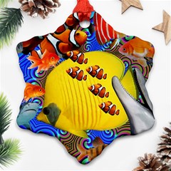 Swimming With The Fishes Snowflake Ornament (two Sides) by impacteesstreetwearcollage