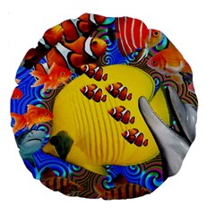 Swimming With The Fishes Large 18  Premium Round Cushions