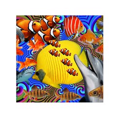 Swimming With The Fishes Small Satin Scarf (square) by impacteesstreetwearcollage