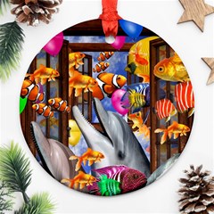 Outside The Window-swimming With Fishes Ornament (Round)