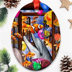 Outside The Window-swimming With Fishes Ornament (Oval)