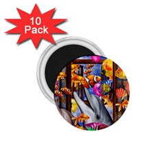 Outside The Window-swimming With Fishes 1.75  Magnets (10 pack) 