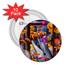 Outside The Window-swimming With Fishes 2.25  Buttons (10 pack) 