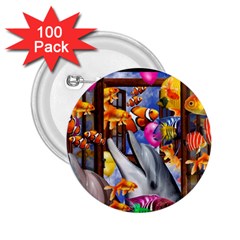 Outside The Window-swimming With Fishes 2.25  Buttons (100 pack) 