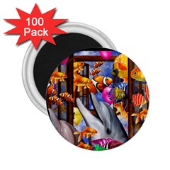 Outside The Window-swimming With Fishes 2.25  Magnets (100 pack) 