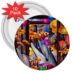 Outside The Window-swimming With Fishes 3  Buttons (10 Pack)  by impacteesstreetwearcollage