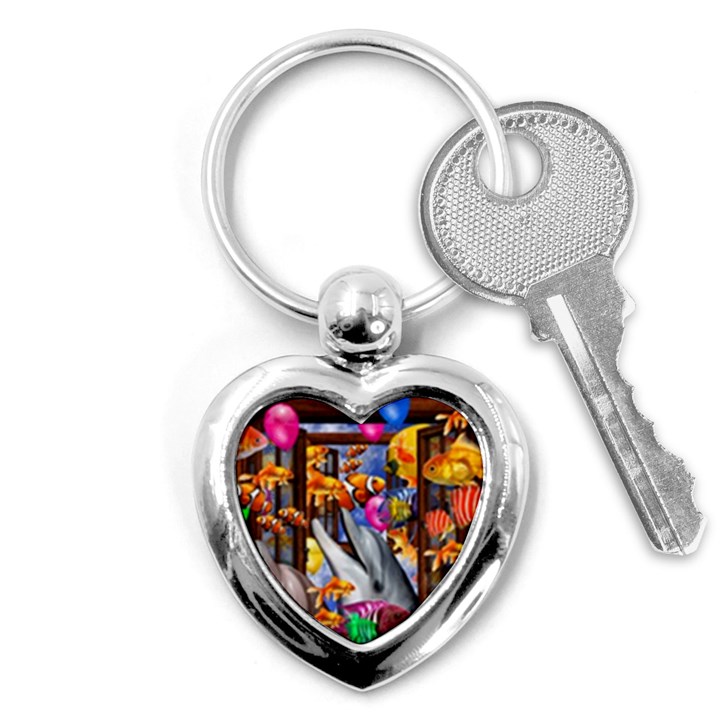 Outside The Window-swimming With Fishes Key Chain (Heart)