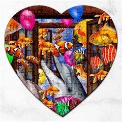 Outside The Window-swimming With Fishes Jigsaw Puzzle (Heart)