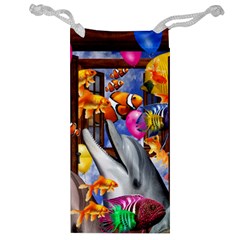 Outside The Window-swimming With Fishes Jewelry Bag