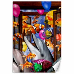 Outside The Window-swimming With Fishes Canvas 12  x 18 