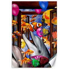 Outside The Window-swimming With Fishes Canvas 20  x 30 