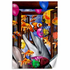 Outside The Window-swimming With Fishes Canvas 24  x 36 