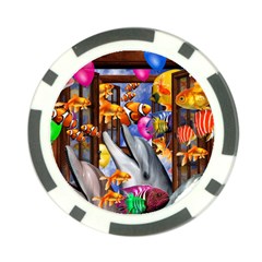 Outside The Window-swimming With Fishes Poker Chip Card Guard