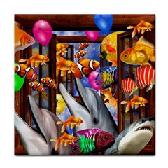 Outside The Window-swimming With Fishes Face Towel