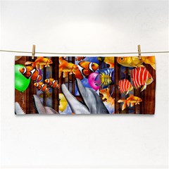 Outside The Window-swimming With Fishes Hand Towel