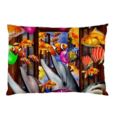 Outside The Window-swimming With Fishes Pillow Case