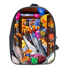 Outside The Window-swimming With Fishes School Bag (large) by impacteesstreetwearcollage