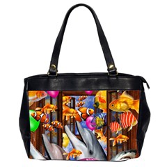 Outside The Window-swimming With Fishes Oversize Office Handbag (2 Sides)